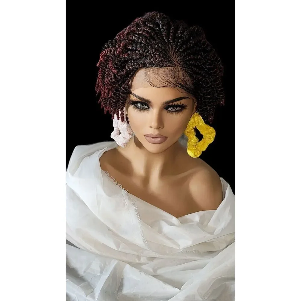 Handmade Braided Wigs Micro Braids, Short Kinky Twists, NWT, Ombre - Picture 6 of 15